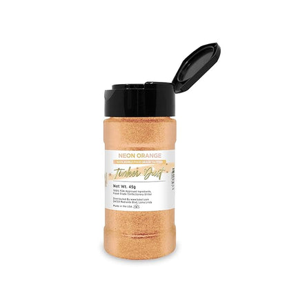 Neon Orange BAKELL Edible Glitter, 45 Grams | TINKER DUST Edible Glitter | KOSHER Certified | 100% Edible Glitter | Cakes, Cupcakes, Cake Pops, Drinks, Dessert Vegan Glitter & Dusts (45g Shaker, Neon Orange)