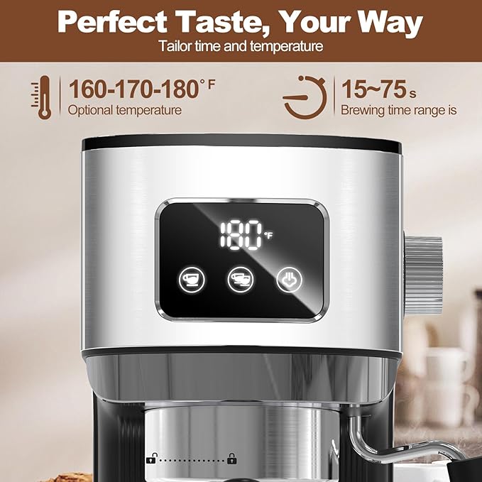Geek Chef Espresso Machine, 20 Bar Coffee Machine, Latte Machine, Cappuccino Maker, Espresso Maker for Home