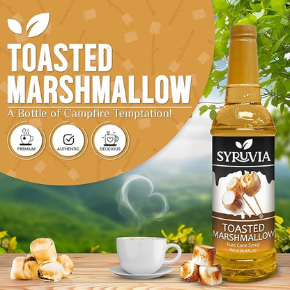 Syruvia Coffee Syrup, Toasted Marshmallow Flavored Syrup for Drinks, Lattes, and Desserts – 25.4 fl oz