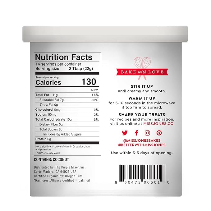 Miss Jones Baking Organic Buttercream Frosting, Perfect for Icing and Decorating, Vegan-Friendly: Rich Fudge Chocolate (Pack of 6)