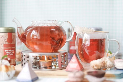 Teabloom Silhouette Tea Warmer - Brushed Stainless Steel Teapot Warmer with Tealight Holder and Candle