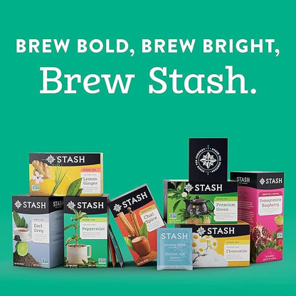 STASH Green Tea Variety Pack – Caffeinated, 6 Boxes of 18-20 Tea Bags Each – Pomegranate Raspberry, Premium Green, Moroccan Mint, Ginger Peach, Chai Green & Asian Pear Harmony