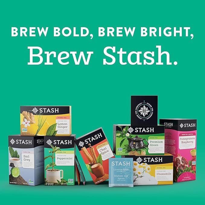 Stash Tea Fruity Herbal Tea 6 Flavor Tea Sampler, 6 boxes With 18-20 Tea Bags Each