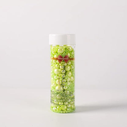 Kasvan Halloween Green Pearl Sugar Sprinkles - Edible Candy Pearls 130g/4.58 Oz, Mix Size, Baking Cake Decorations, Ice Cream Toppings and Cookie Decorating, Wedding Party Chirstmas Supplies