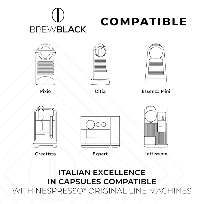 BrewBlack Perfetto Coffee Capsules - 120 Aluminum Coffee Pods Compatible with Nespresso Original line, Medium Roast - Intensity 9/12, Made in Italy