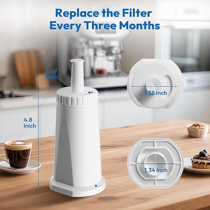 6 Pack Replacement Water Filter for Breville Espresso Machine Barista Pro BES878, Barista Touch Bes880, Oracle Touch BES990, Oracle BES980, Dual Boiler BES920 Bambino ClaroSwiss Sage, BES008WHT0NUC1