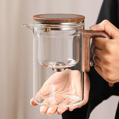 Enchanti Tea Pot, Witchcraft Magic Glass Teapot with Infuser Strainer and Lid for Loose Leaf Tea Herbal, Magnetic Water Separation Tea Maker Kettle with Cups Clear Enchantipot (1000ml)