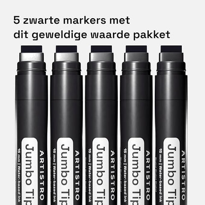 ARTISTRO 5 Black Acrylic Paint Pens, Acrylic Paint Markers Jumbo Tip, Fabric Markers for Textile, Canvas, Rock, Glass, Wood, Paper, DYI, Pens for Kids and Adults