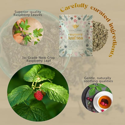 Raspberry Leaf Tea, Loose Leaf Herbal Tea – Supports Pregnancy & Labor Prep, Natural Menstrual Pain Relief – Women's Health – 4.4 oz Resealable Bag (Makes 50 Cups) – The Elegant Elephant