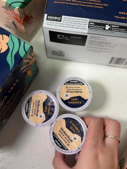 Kahawa 1893 Medium Roast Coffee K-Cup Pods Safari Blend (30 Count) - As Seen on Shark Tank, High Antioxidants, Naturally Sweet, Organically Grown & Cultivated, Ethically & Sustainably Sourced