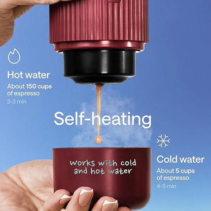 Portable Espresso Maker for Travel - Coffee Maker 5 Cup with Cold Water, 150 Cup with Preheated Water - Expresso Coffee Machine for Grounds, DG & NS Capsule - Automatic Espresso Machine, Type-C Charge