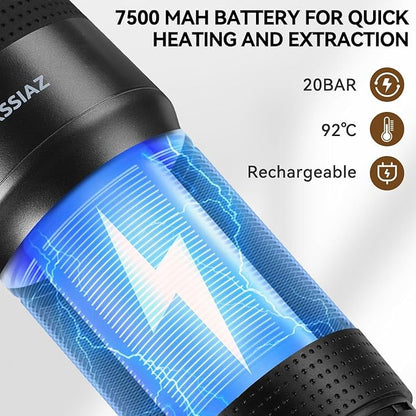 Portable Espresso Machines, Electric Espresso Maker with Self-Heating, USB-C & Car Charger, 20 Bar Mini Coffee Maker With NS Capsule & Ground Coffee for Camping, Hiking, Travel, Office, Blcak