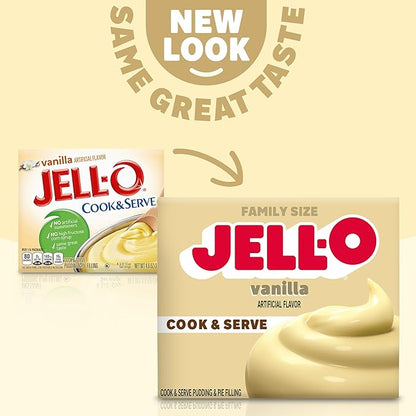 Jell-O Cook & Serve Vanilla Pudding & Pie Filling Mix, 4.6 oz Box