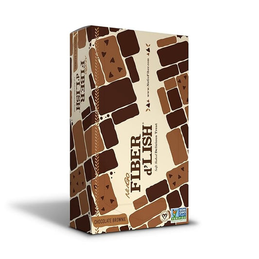 NuGo Fiber d'Lish Chocolate Brownie, 12g High Fiber, Vegan, 150 Calories, 16 Count