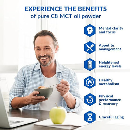 BioTrust Keto Elevate – C8 MCT Oil Powder – Ketogenic MCT Coffee Creamer, Keto Coffee Creamer – Clean Energy, Mental Focus & Clarity – 100% Caprylic Acid MCT Powder, Non-GMO (Unflavored, 40 Servings)