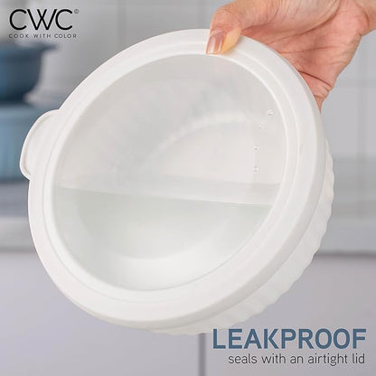COOK WITH COLOR Prep Bowls with Lids- Wide and Deep Nesting Plastic Small Mixing Bowl Set with Lids, 8 Piece Set - Wide Bowls, Blue/Grey