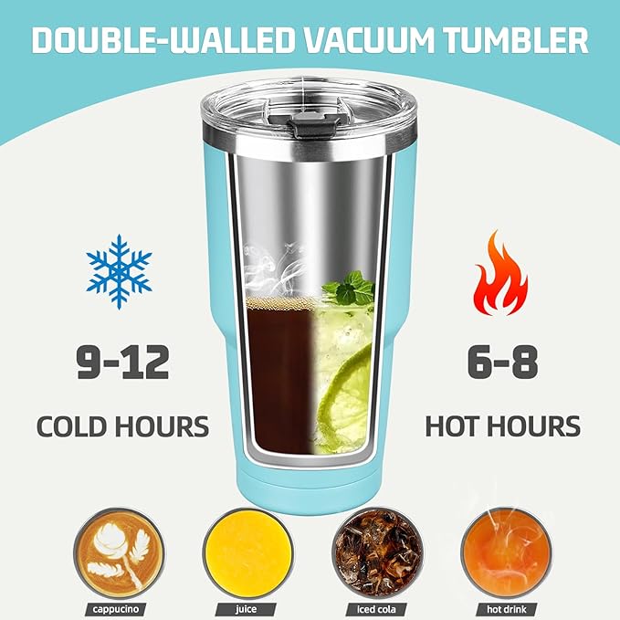 30 oz Tumbler with Lids and Straws, Stainless Steel Insulated Coffee Tumbler, Double Wall Vacuum Insulated Travel Mug Cup, Leakproof Thermal Coffee Cup for Hot and Cold Drinks (dark green)