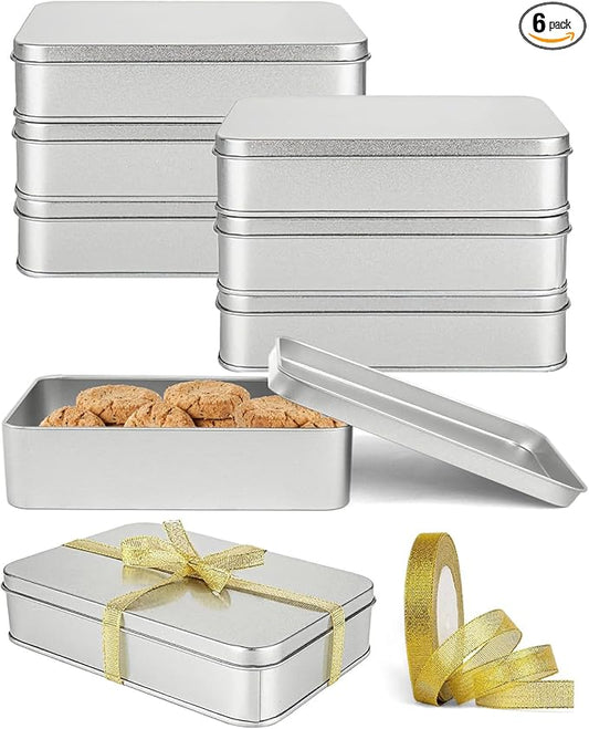Metal Tins Box With Lid, 8 Pack Cookie Tins With Lids Tin Containers With Lids For Treats, Gifts, Favors, Candle And Crafts (4.2 x 2.75 x 2.36)