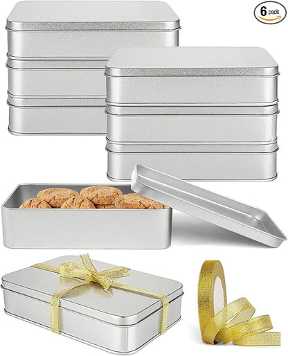 Metal Tins Box With Lid, 8 Pack Cookie Tins With Lids Tin Containers With Lids For Treats, Gifts, Favors, Candle And Crafts (4.2 x 2.75 x 1.57)