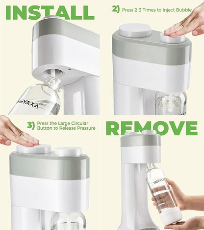 Sparkling Water Maker, Soda Maker Machine for Quickly Creating Refreshing Soda, Includes 2x BPA-Free 1L Carbonation Bottle, Compatible with 60L CO2 Carbonator (White, 1 L)