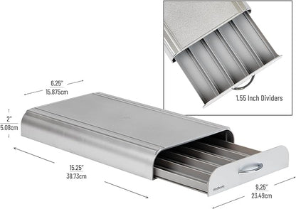 Mind Reader Nespresso Compatible Capsule Drawer, Countertop, Coffee Pod Holder, Storage, 9.25"L x 15"W x 2"H, Silver