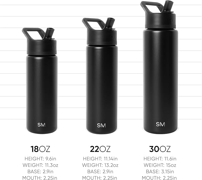 Simple Modern Water Bottle with Straw Lid | Vacuum Insulated Stainless Steel Metal | Reusable Leak Proof BPA-Free Cup for School | Summit Collection | 22oz, Violet Dreams