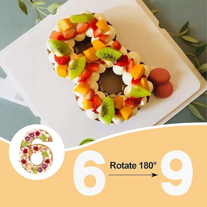 12 Inch Number Cake Mold Baking Forms Moulds,9 Pieces 0-8 Cake Number Stencils,Number Cake Pans,Flat Plastic Mold Numerical Templates Cutting for DIY Cakes/Cookies