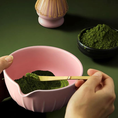 7 Pieces Matcha Whisk Set - Ceramic Matcha Kit with Bowl, Whisk, Holder, Bamboo Scoop, Rest, Sifter, and Tea Towel – Elegant Matcha Gift Set for Women