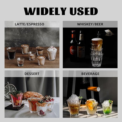 MHW-3BOMBER Coffee Glasses Set of 6 Drinking Glasses 8.1OZ Latte Glasses for Espresso, Whiskey, Vodka, Spirits & Liquors G6193-OS