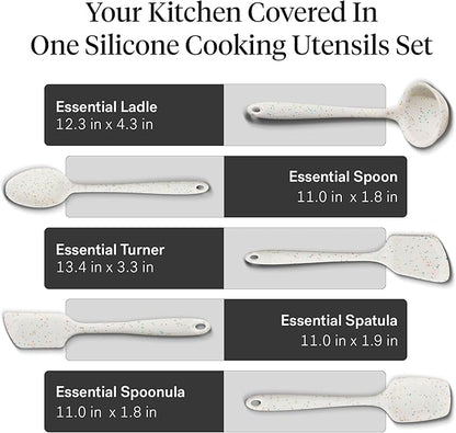 GIR: Get It Right 5-Piece All-Purpose Cooking Utensil Set - 11 in Party Confetti Color - Pharmaceutical-Grade Silicone Utensils - Heat-Resistant 425°F & Dishwasher-Friendly