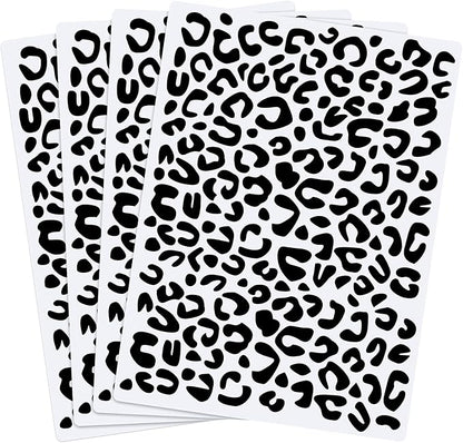 Zonon 4 Pieces Leopard Skin Stencil Reusable Cheetah Paint Stencil Template for Scrapbooking Fabric Drawing Tracing DIY Cake Furniture Wallpaper Floor Decor(8.3 x 11.7 Inch)