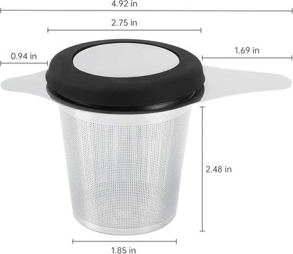 Two Pack Tea Infuser Basket Stainless Steel Tea Strainer Tea Filter With Small Strainer And Lid Tea Diffuser For Loose Tea Superior Brewing Experience (Two pack silver)