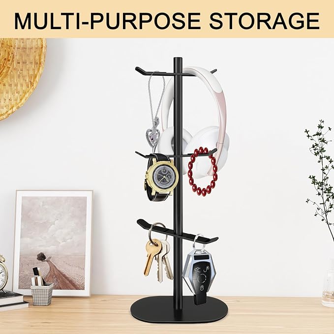 Cup Holder Tree with 6 Hooks, Metal Coffee Mug Rack Stand (Black)