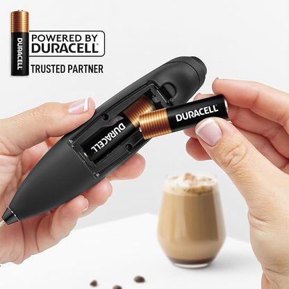 Zulay Kitchen Patented Tornado Triple Whisk Milk Frother with 4 Duracell Batteries – Handheld Foam Maker for Coffee, Lattes, Matcha & Hot Chocolate – Rich, Creamy Froth in Seconds