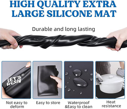 LET'S RESIN Extra Large Silicone Mat for Crafts,36''x24''Nonstick &Nonskid Heat-Resistant Silicone Crafts Mat, Easy Clean&Store Multipurpose Silicone Mat for Resin, DIY Art,Paint, Clay