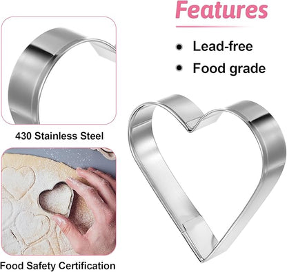 12 Pcs Cookie Cutters Biscuit Cutter Fruit Cutter Shapes Stainless Steel Fondant Cake Mold Heart Flower Star Round Shapes Metal Cutters for Baking