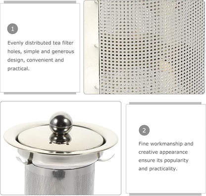 Stainless Steel Tea Strainer Insert with Lid, Large Capacity Loose Leaf Tea Infuser for Teapots, Cups, Mugs, and Pitchers, Easy to Clean Replacement Mesh Filter
