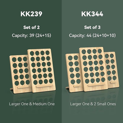 Bamboo K-Cup Holder Display Set of 3 – 44 Cup Capacity Coffee Pod Organizer Stand for Keurig, No Assembly Required, Stylish Kitchen Counter Coffee Station Organizer for Home & Office