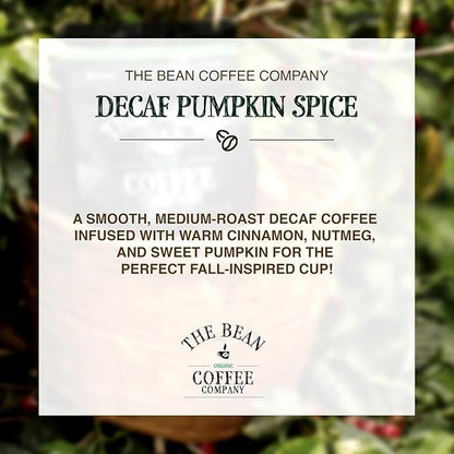 The Bean Organic Coffee Company Water Processed DECAF Pumpkin Spice, Medium Roast, Whole Bean Coffee, 16-Ounce Bags (Pack of 2)