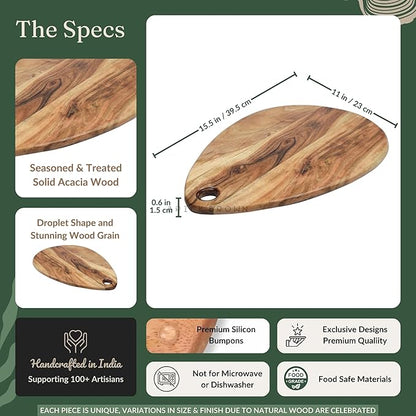 Premium Handcrafted Wood Cutting Board and Chopping Board for Meat, Cheese Board, Vegetables, Bread, and Charcuterie - Decorative Wooden Serving Board(15.5x11.0 Inch)