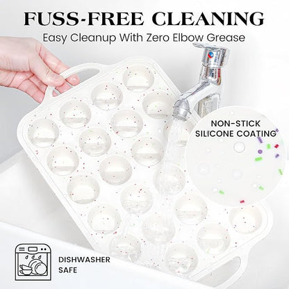 1 Pc Silicone Mini Muffin Pan With Metal Frame, 24 Cups Nonstick Cupcake Tray for Baking, Small Muffin Molds with Handles (Cream)