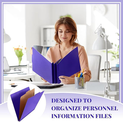24 Pcs Classification Folders Letter Size, Back to School Supply for Teacher, Student, 1 Divider Pressboard File Folder Bulk with 2 Fasteners, 3.5 Inch Expanding File Organizer (Purple)