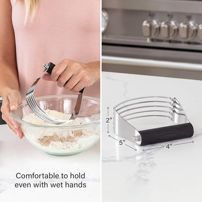 Spring Chef Dough Blender, Top Professional Pastry Cutter with Heavy Duty Stainless Steel Blades, Large Size, Black