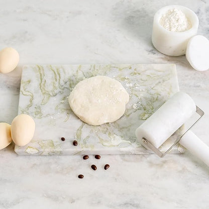 Koville Multi-Purpose Pastry Marble Tray Cutting Board With Non-Slip Feet, 12x8 Inch Rectangular Marble Cutting Boards Cheese Board for Kitchen, Stone Charcuterie Board Chopping Slab for Home Decor