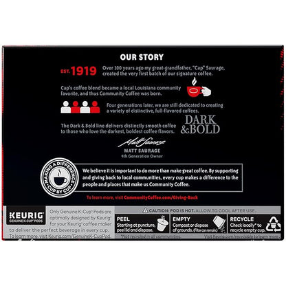 Community Coffee Dark & Bold Exxtra Boost 72 Count Coffee Pods, Compatible with Keurig 2.0 K-Cup Brewers, 12 Count (Pack of 6)