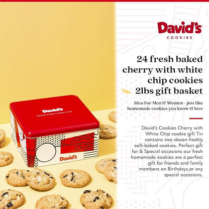 David's Cookies Freshly Baked Cookies - Delicious Handmade Soft Variety - Exquisite Gourmet Gift for Friends & Family on Special Occasions - Cherry White Chip 2lbs