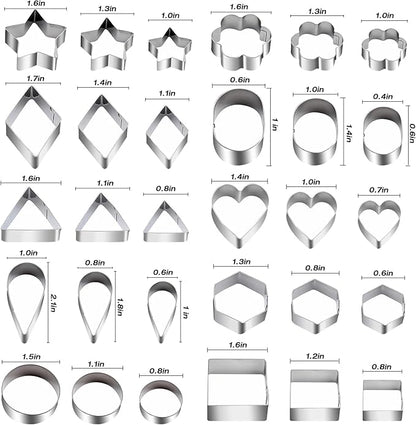 Stainless Steel Cookie Cutter Set - 30Pcs Multi Shapes Kit with Small Circle, Triangle, Mini & Small Star Cutters for Baking, Holiday Cookies, Kids Kitchen Tools (Boys & Girls)