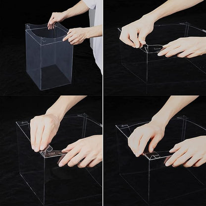 XININSUN 10 inch Clear cake Box, Large Transparent cake Box,tall cake boxes with Ribbon,10x10x9inch - Suitable for packing 8" or 10" cakes,Clear Gift Display Box for Carry Tall Layer Gift-6Pcs-White