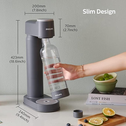 PHILIPS ADD4901GRO/37 Sparkling Water Maker Soda Maker Soda Streaming Machine for Carbonating with 1L Carbonating Bottle, Seltzer Fizzy Water Maker, Compatible with 60L CO2 Carbonator(NOT Included)