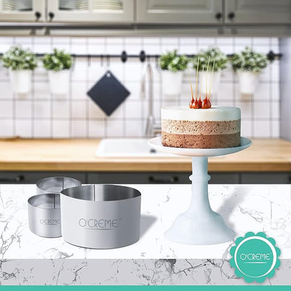 O'Creme Cake Ring Sturdy Stainless Steel Round Mousse Cake Ring Mold for Baking, Dessert Cake Decorating Pastry Rings 8 Inch Diameter x 1-3/4 Inch High